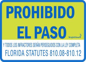 BrightView No Trespassing Florida Statute (Spanish)